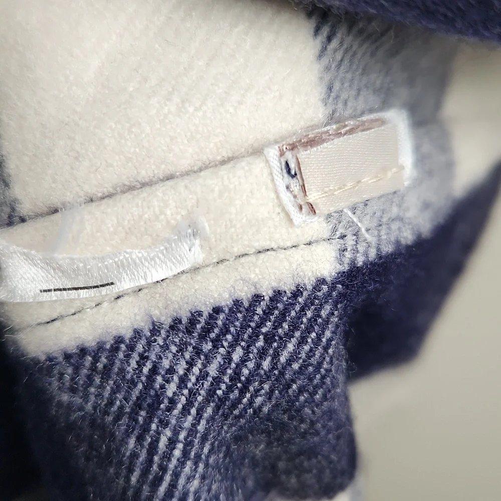 Navy Blue & White Plaid Infinity Scarf